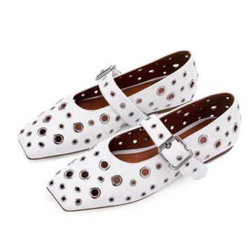 Stylish Odetina Ballet Flats with Metal Eyelet Design