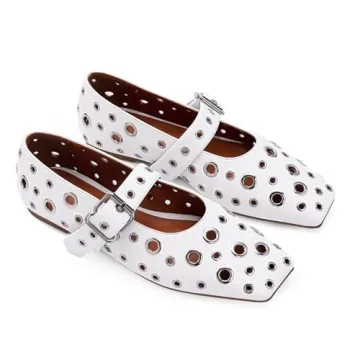 Stylish Odetina Ballet Flats with Metal Eyelet Design