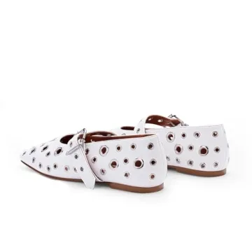 Stylish Odetina Ballet Flats with Metal Eyelet Design