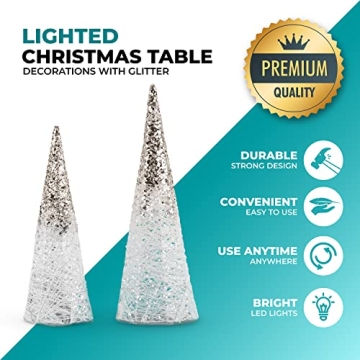 Lighted Christmas Table Decorations with Glitter