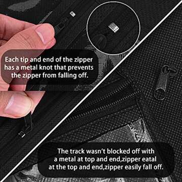 3PCS Extra Long Hair Extension Storage Bag Hairpieces Storage Holder with Wooden Hanger Dust-proof Portable Suit with Transparent Zip Up Closure- Light weight, Waterproof and Portable (Black)