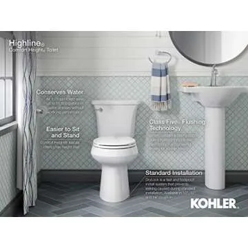 Kohler 3493-0 Highline Classic Comfort Height two-piece elongated chair height 1.6 gpf toilet, White