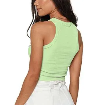 AUSELILY Mint Green Crop Top for Women - Soft & Stylish Ribbed Tank