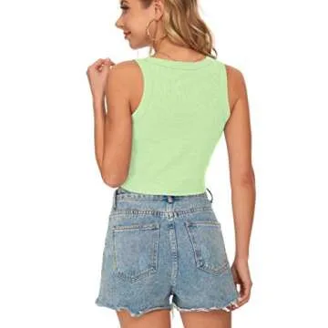 AUSELILY Mint Green Ribbed Crop Tank for Women