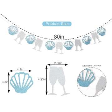 Last Toast On The Coast Banner - Coastal Beach Bachelorette Party Decorations,Seashells And Wine Gla...