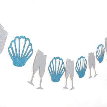 Last Toast On The Coast Banner - Coastal Beach Bachelorette Party Decorations,Seashells And Wine Glasses Banner,Bachelorette Champagne Party Decorations,Coastal Bachelorette Party Banner Last Toast