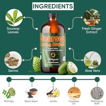 Herboganic Soursop Bitters Liquid | Natural Living Bitters for overall wellness 16 OZ | Soursop Bitters