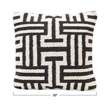Creative Co-Op Woven Cotton Abstract Design, Black & White Pillow