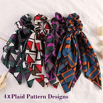 6Pcs Hair Scrunchies Silk Elastic Hair Bands Hair Scarf Ponytail Holder Scrunchy Ties Vintage Access...