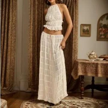 Stylish YISHATIER Women Sheer Two-Piece Maxi Set Ideal for Events