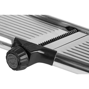 Gourmia Mandoline Slicer for Kitchen Stainless Steel food chopper With Meat Slicer Blades Dial Adjustable Cheese Slicer from Fine to Thick & Julienne Vegetable Slicer Setting GMS9105