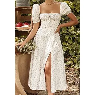 Women’s Cottagecore Floral Maxi Dress - Elegant Style