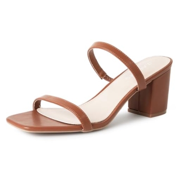 J. Adams Stormi Heeled Sandals - Versatile Square Toe Low Block Heel
