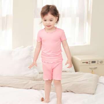 pureborn Toddler Pajamas Set Pjs - Little Girl Short Sleeve Snug Fit Cotton Sleepwear 2pcs Pink 2T