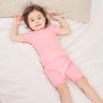 pureborn Toddler Pajamas Set Pjs - Little Girl Short Sleeve Snug Fit Cotton Sleepwear 2pcs Pink 2T