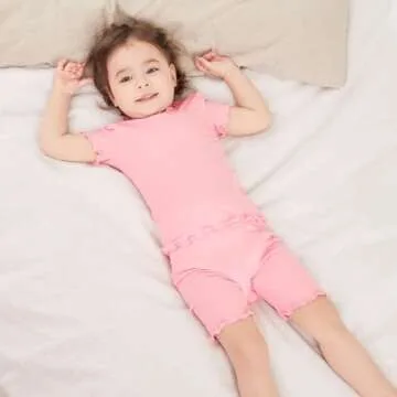 pureborn Toddler Pajamas Set Pjs - Little Girl Short Sleeve Snug Fit Cotton Sleepwear 2pcs Pink 2T
