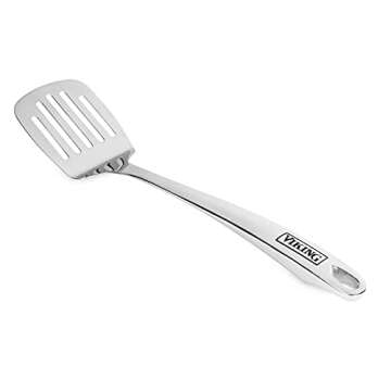 Viking Kitchen Utensils Set, 6 Piece Stainless Steel Cooking Utensil Set, Includes Spatulas, Spoons, Pasta Fork, and Deep Ladle, Hollow Forged, Silver