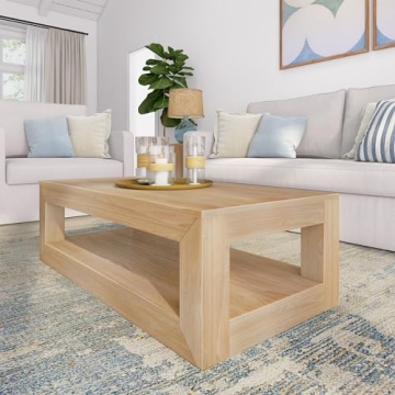 Stylish Plank+Beam Solid Wood Coffee Table with Shelf