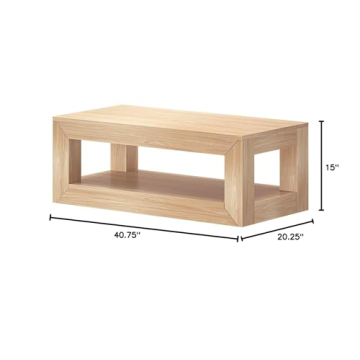 Stylish Plank+Beam Solid Wood Coffee Table with Shelf