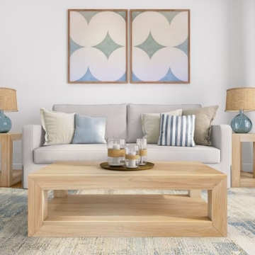 Stylish Plank+Beam Solid Wood Coffee Table with Shelf