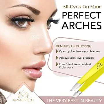Majestic Bombay Fine Point + Slant Tweezers for Women and Men – Splinter Ticks, Facial, Brow and I...