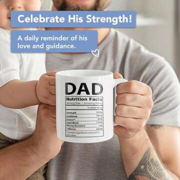 Light Autumn Funny Gifts for Dad - 11 oz Ceramic Dad Coffee Mug from Daughter or Son - Dad Coffee Cup with Nutritional Facts - Thoughful Birthday or Father’s Day Present - White Mug for Morning Coffee