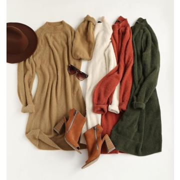 Chic ZESICA Turtleneck Long Sleeve Knit Sweater Dress