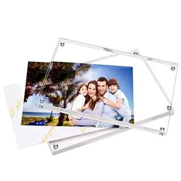 HELPLEX 6 Pack Acrylic Frame, 5x7&4x6 Combinations, 20% Thicker, 20-24mm Thick Acrylic Picture Frames, Frameless Clear Double Sided Magnetic Frame, Free Standing Desktop Display Stand Acrylic Frames