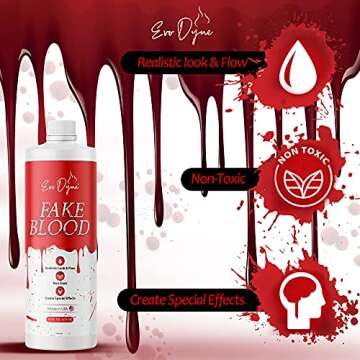 Evo Dyne Fake Blood (16 FL OZ), Made in the USA - Fake Blood for Halloween Costumes & Parties | Looks & Feels Like Real Blood