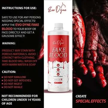 Evo Dyne Fake Blood (16 FL OZ), Made in the USA - Fake Blood for Halloween Costumes & Parties | Looks & Feels Like Real Blood