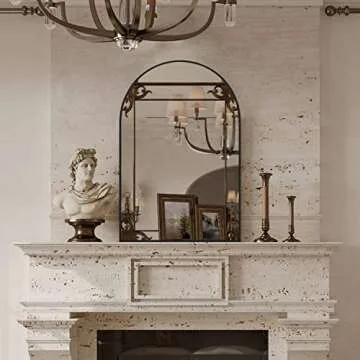 CISTEROMAN Arched Mirror, 36" x 24", Black Metal Frame Mirror, Wall Decorative Mirror, Entryway Mirror, Modern Arch Top Mirror, Perfect Bathroom, Bedroom, Fireplace, Dresser Mirror