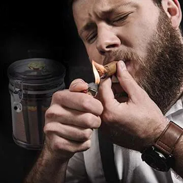 Scotte Acrylic Humidor Jar with Humidifier,Cigar Case Humidor,Rectangle humidifier Included and Hygrometer,Can Hold 18 Cigars