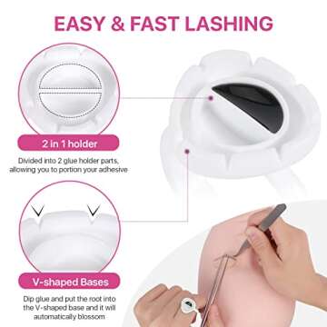 Lash Extension Supplies Glue Rings for Eyelash Extensions Pretty memory 100PCS Lash Glue Rings Eyelash Glue Holder Fanning Cup for Lash Extension Supplies (White)
