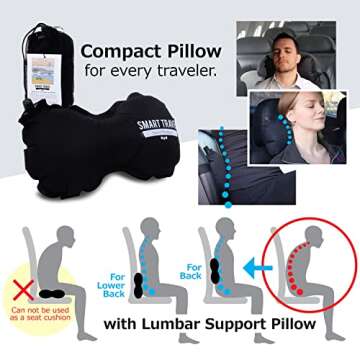 Smart Travel Travel Products Lumbar Pillow Inflatable Lumbar Support Pillow Travel Pillows for Airpl...