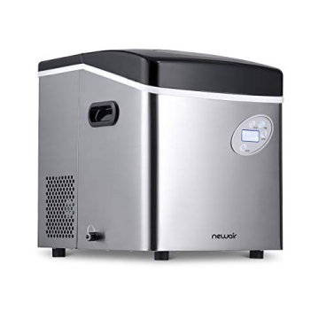 Newair Portable Ice Maker 50 lb. Daily, 12 Cubes in Under 7 Minutes - Compact Countertop Design - 3 ...