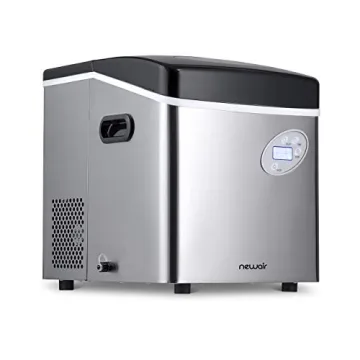 Newair Portable Ice Maker 50 lb. Daily, 12 Cubes in Under 7 Minutes - Compact Countertop Design - 3 ...