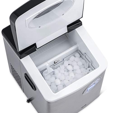 Newair Portable Ice Maker 50 lb. Daily, 12 Cubes in Under 7 Minutes - Compact Countertop Design - 3 Size Bullet Shaped Ice - for Kitchen/Office/RV/Bar - Stainless Steel
