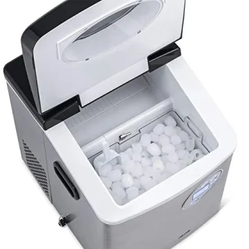 Newair Portable Ice Maker 50 lb. Daily, 12 Cubes in Under 7 Minutes - Compact Countertop Design - 3 Size Bullet Shaped Ice - for Kitchen/Office/RV/Bar - Stainless Steel