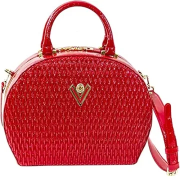 Valentino Orlandi Leather Handbags Purses for Women Passion Red Tote Quilted Round Italian Designer ...