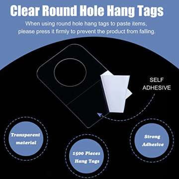 Blulu Clear Adhesive Hang Tags - 1500 Durable Display Tabs