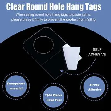 Blulu Clear Adhesive Hang Tags - 1500 Durable Display Tabs