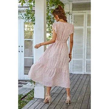 Elegant Floral Boho Wrap Dress by PRETTYGARDEN