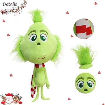 AZATE Christmas Green Monster Plush Toys, Dog Plush, Delightful Gift for Children, Christmas Decorat...