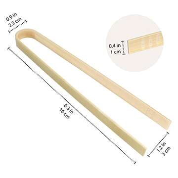 BambooMN 6.3" Mini Bamboo Disposable Tongs - Toast Tongs - 100 Pieces