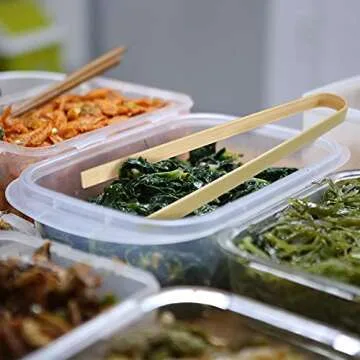 BambooMN 6.3" Mini Bamboo Disposable Tongs - Toast Tongs - 100 Pieces