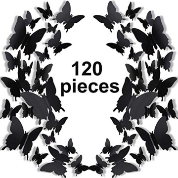 120 Pieces 3D Butterfly Wall Stickers - Elegant Removable Wall Art for Home & Events