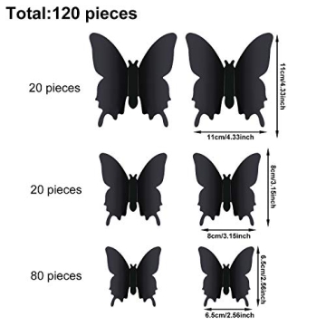 120 3D Butterfly Wall Stickers for Home Wedding Decor
