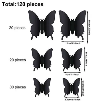 120 3D Butterfly Wall Stickers for Home Wedding Decor