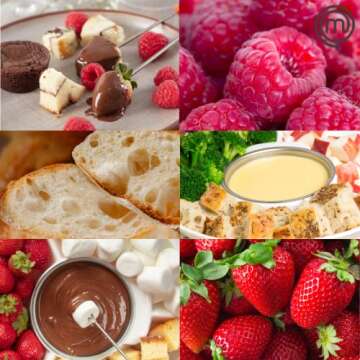 MasterChef Chocolate Fondue Maker- Deluxe Electric Dessert Fountain Fondue Pot Set w 4 Forks & Party Serving Tray -Melting, Warming Caramel, Cheese, Sauce, Romantic Date, Fun Valentines Gift