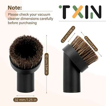 TXIN 4 Pieces Soft Horsehair Bristle Vacuum Attachments - Versatile Dusting Brushes
